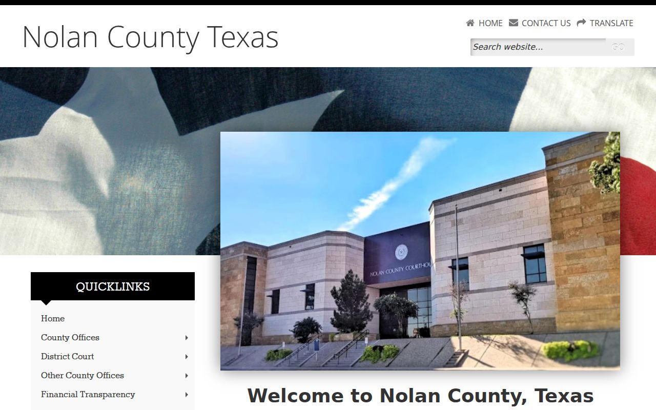 Nolan County official courthouse page with office navigation