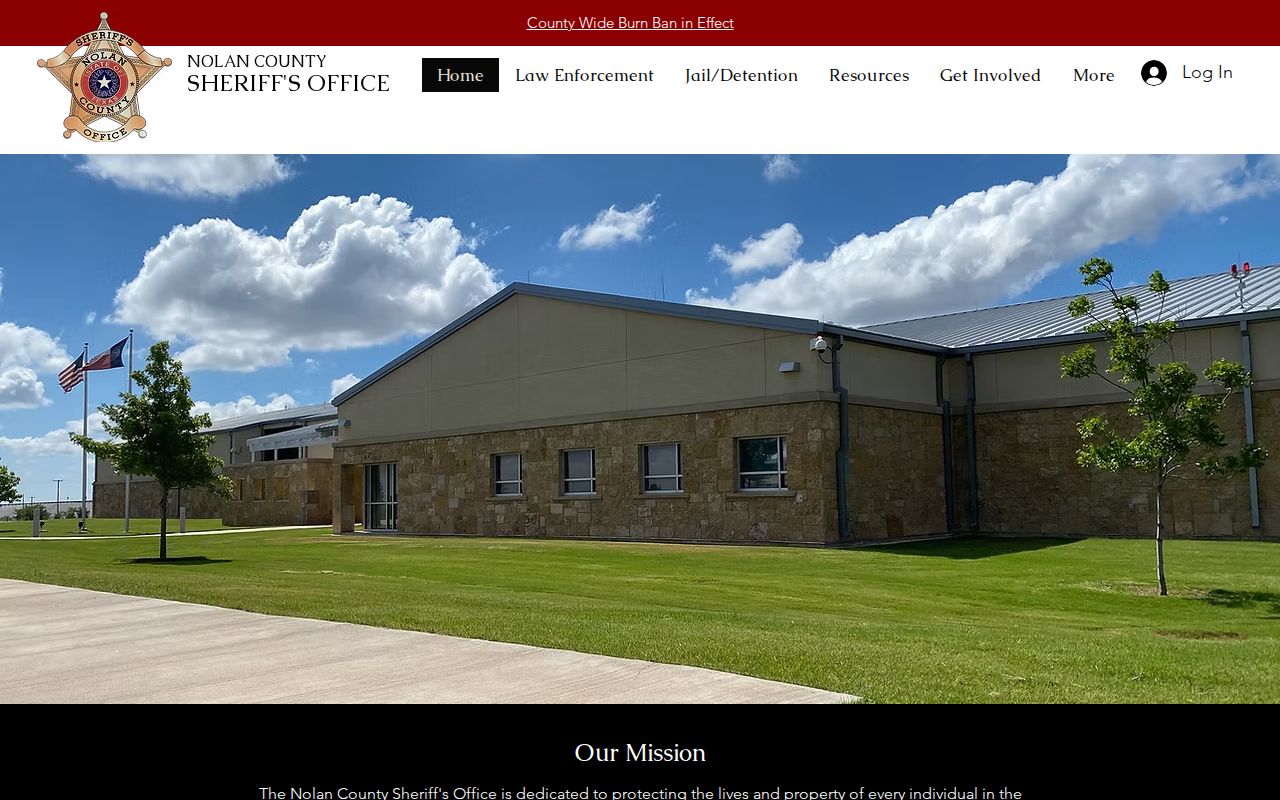 Nolan County Sheriff official home page and public navigation