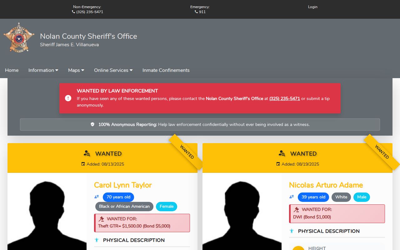 Sheriff-linked Citizen Connect selected-list field labels with live subjects omitted
